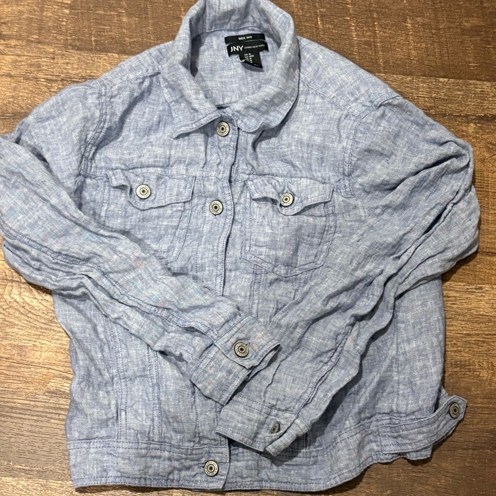 Jones New York Blue Lightweight Shirt Jacket Relaxed Fit